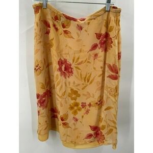 Cynthia Howie Maggie Boutique Womens Size 12 100% Silk Yellow Floral Skirt